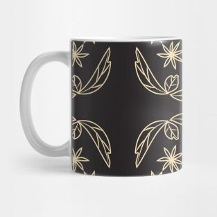 pattern with leaves and flowers linocut style Mug